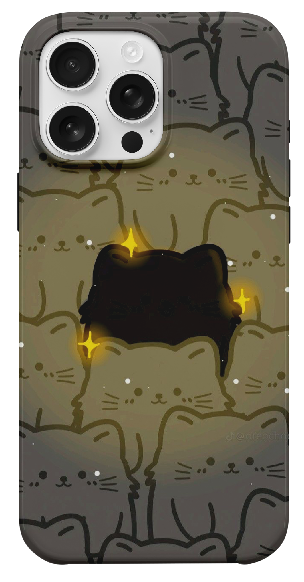 Sevimli Kedi Desenli Işıltılı Telefon Kılıfı