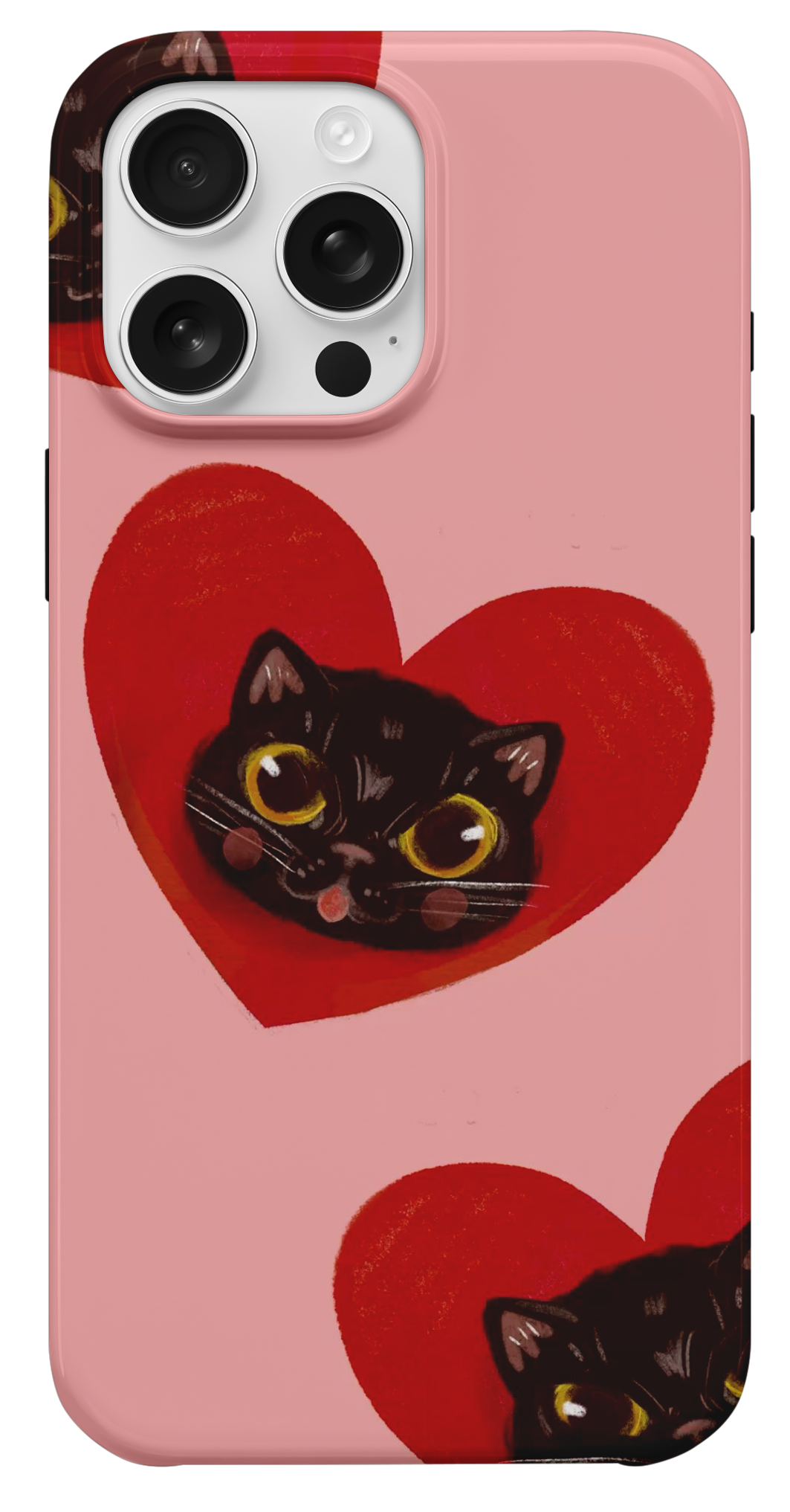 Kalpli Sevimli Kedi Telefon Kılıfı