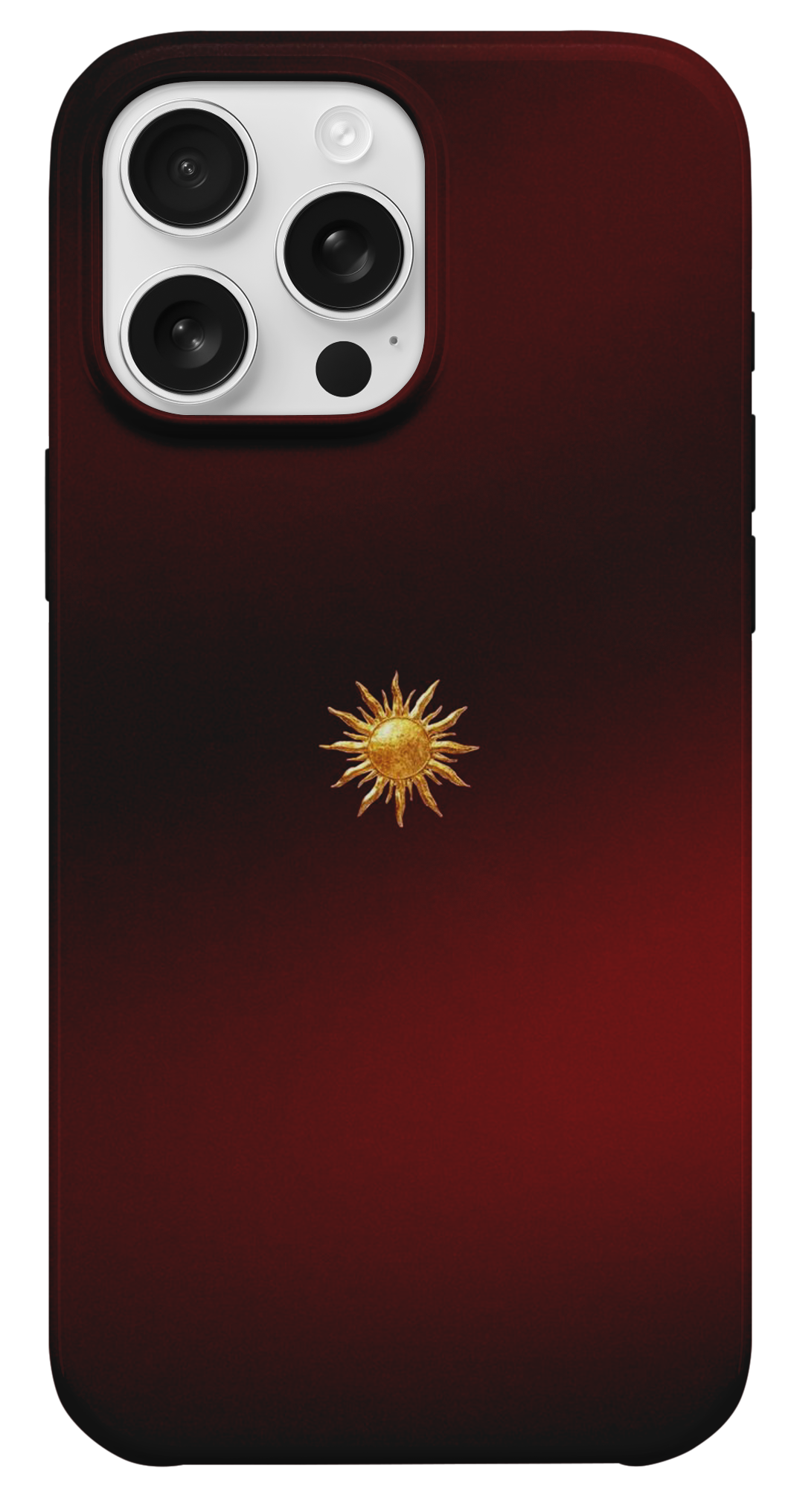 Altın Güneş Figürlü Bordo Telefon Kılıfı