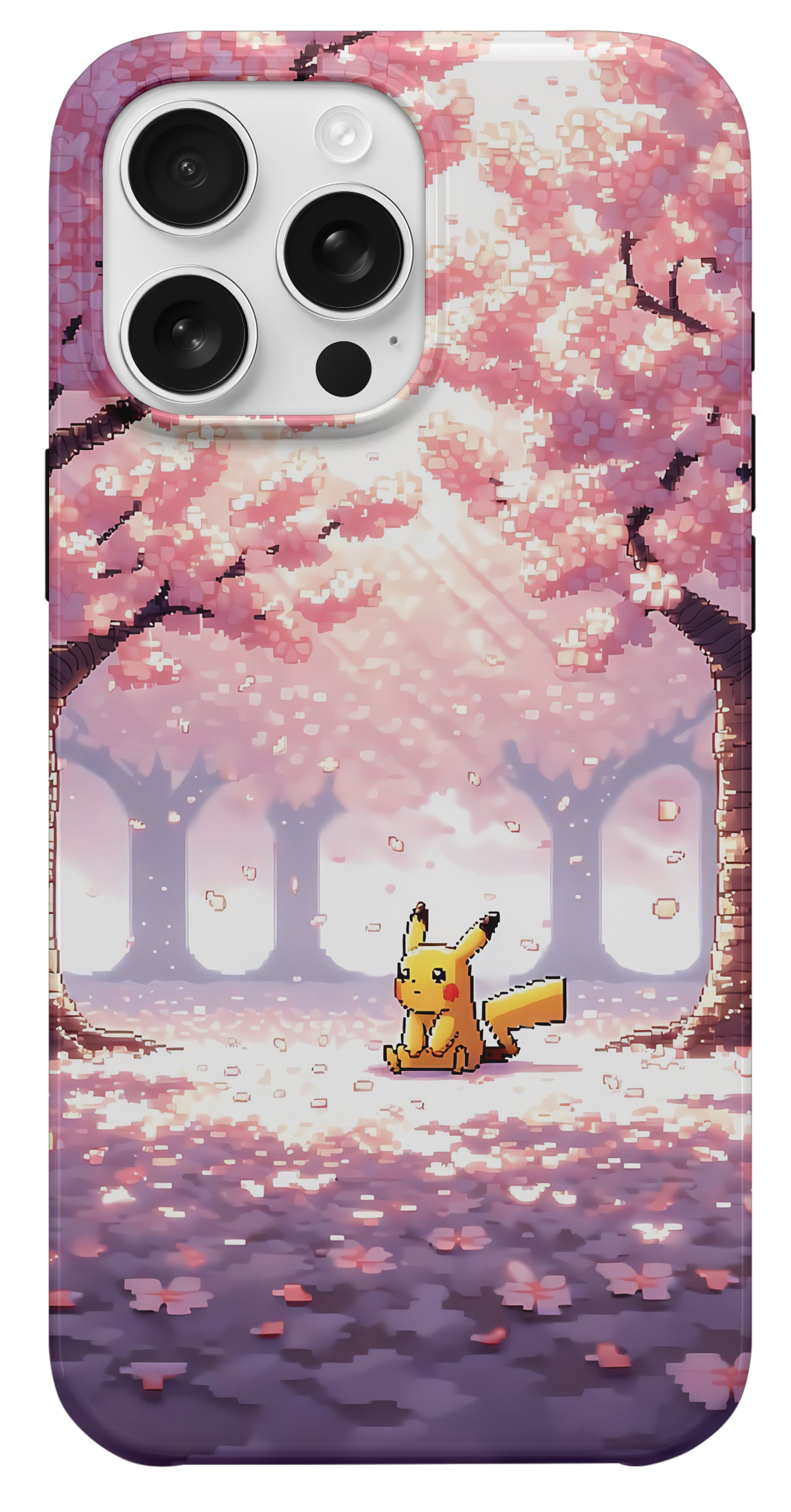 Kiraz Çiçekleri Altında Pikachu Telefon Kılıfı