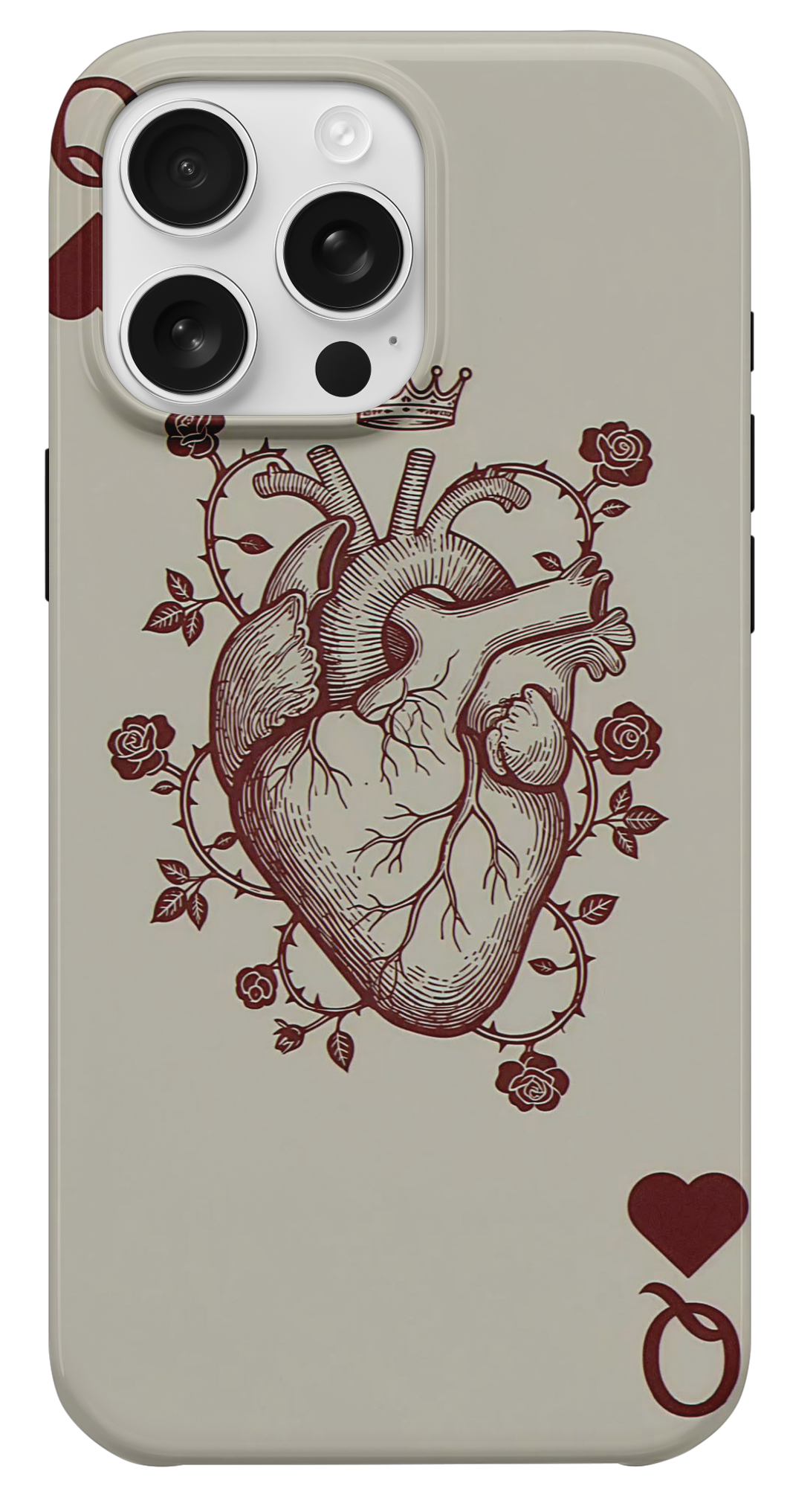 Anatomik Kalp Gül Taç Desenli Telefon Kılıfı