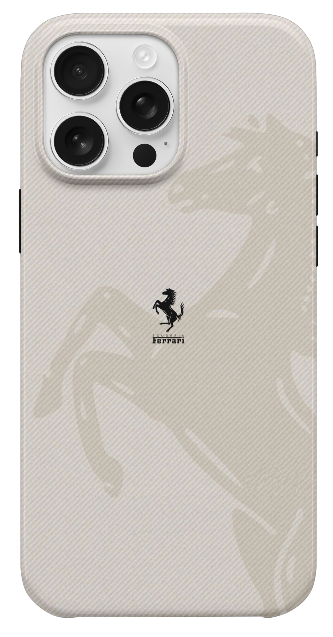 Ferrari Logolu Karbon Desenli Beyaz Telefon Kılıfı