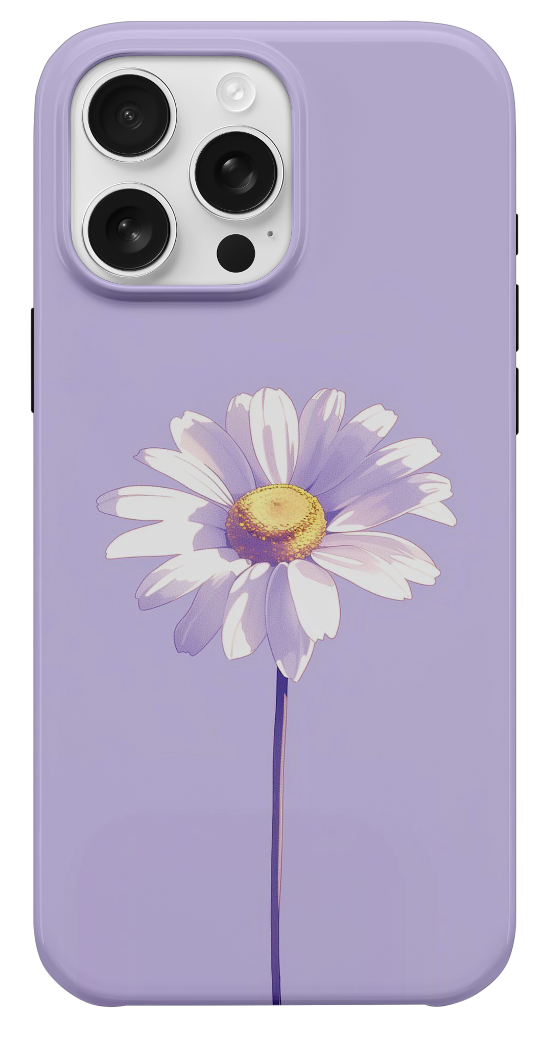 Lila Papatya Desenli Telefon Kılıfı