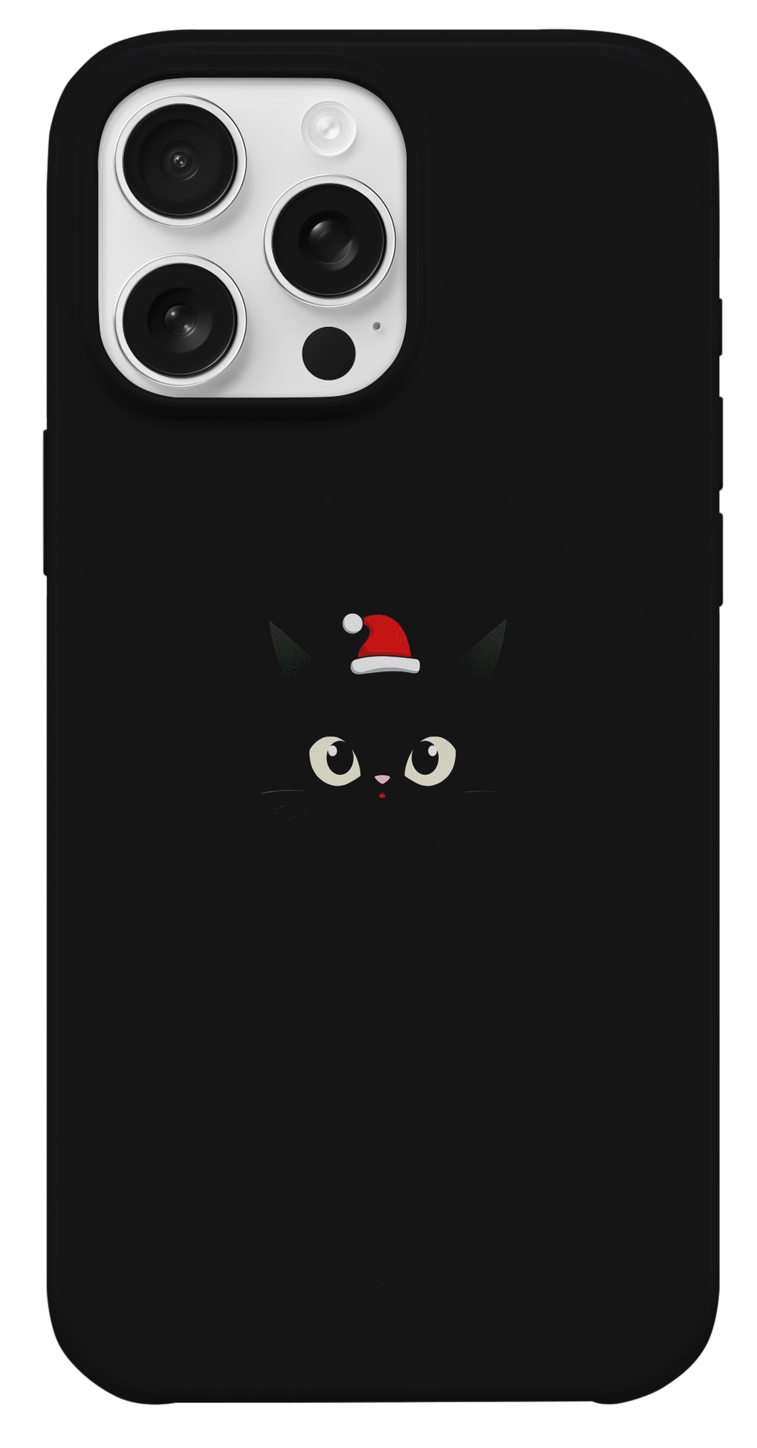 Noel Şapkalı Kara Kedi Telefon Kılıfı