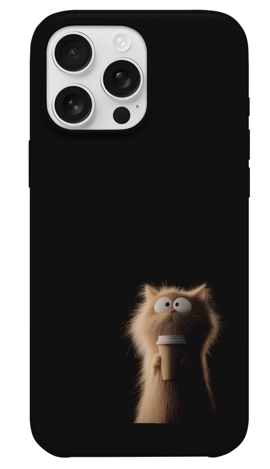 Kahveli Kedi Telefon Kılıfı - Komik Tasarım