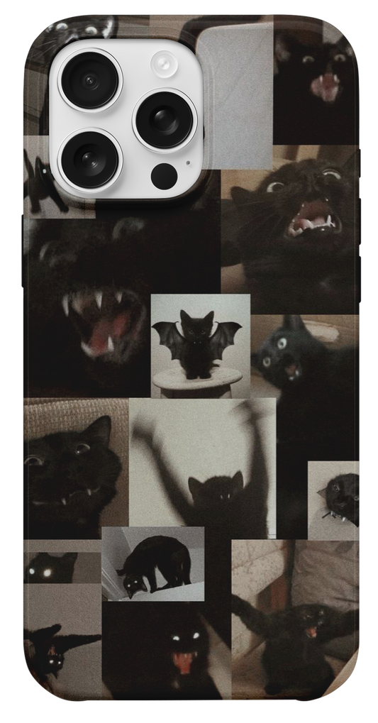 Kara Kedi Kolaj Telefon Kılıfı