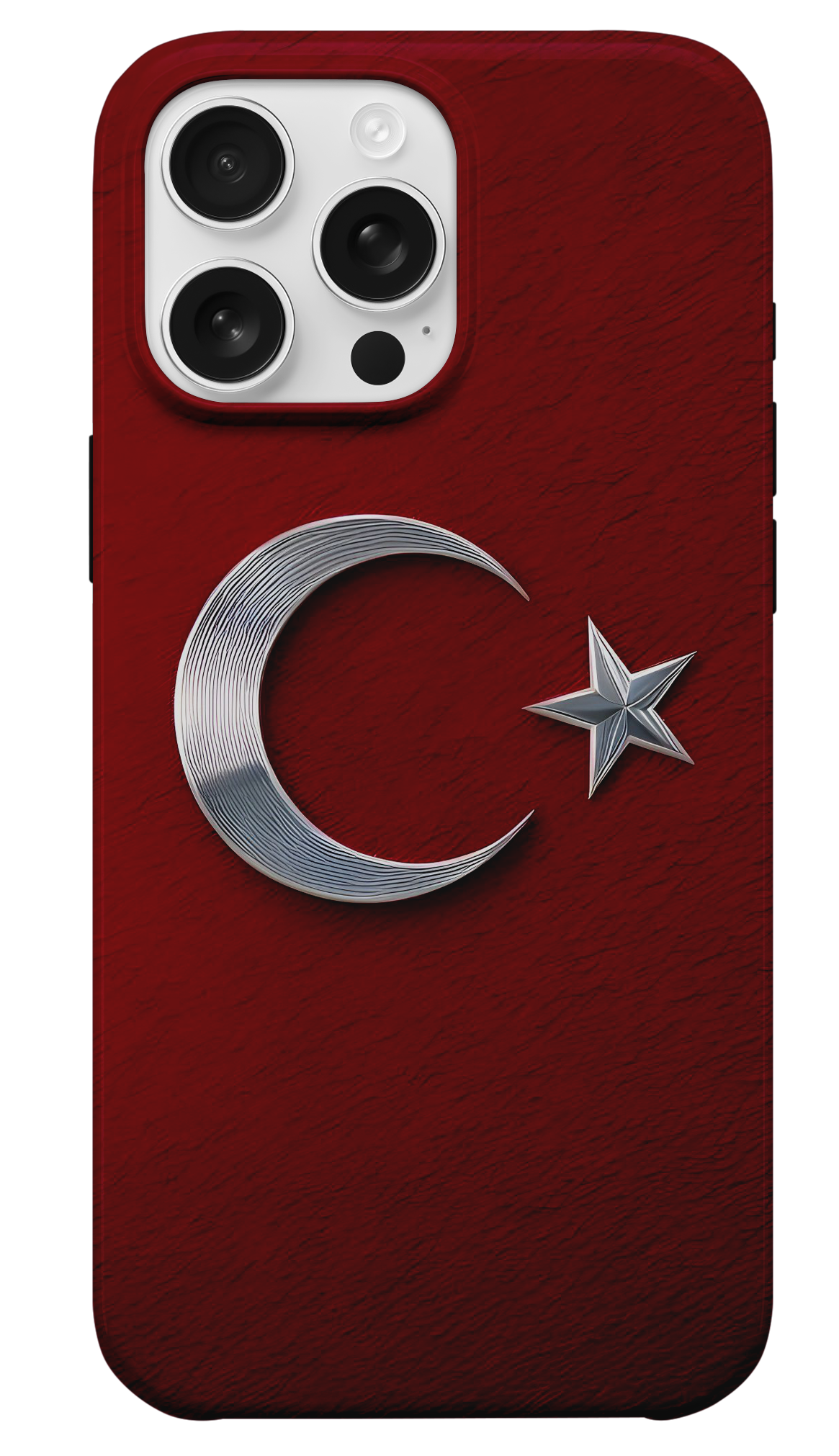 Türkiye Bayrağı Tasarımlı Telefon Kılıfı - Metalik Ay Yıldız Koruma