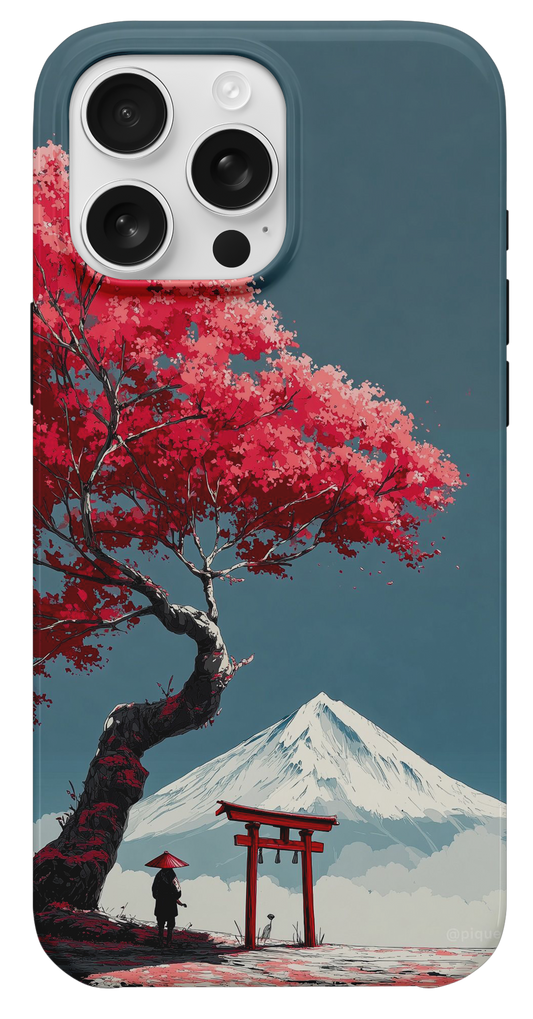 Japon Sakura Ağacı ve Fuji Dağı Telefon Kılıfı