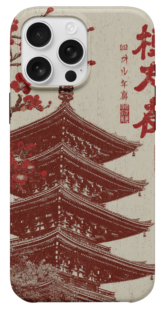 Japon Pagoda Vintage Sanat Telefon Kılıfı