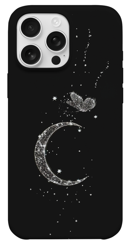 Ay ve Kelebek Taşlı Telefon Kılıfı