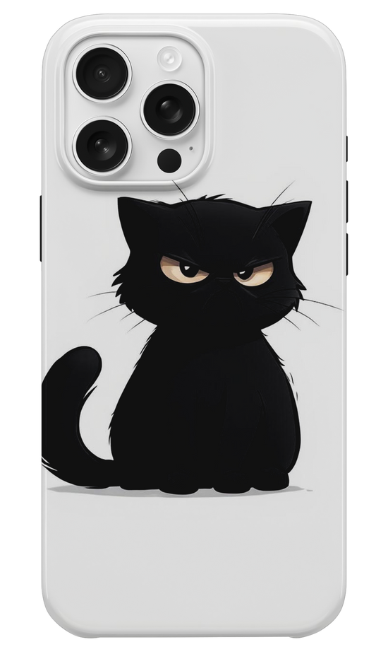 Muğurtu Kedi Telefon Kılıfı - Siyah Minimalist Tasarım