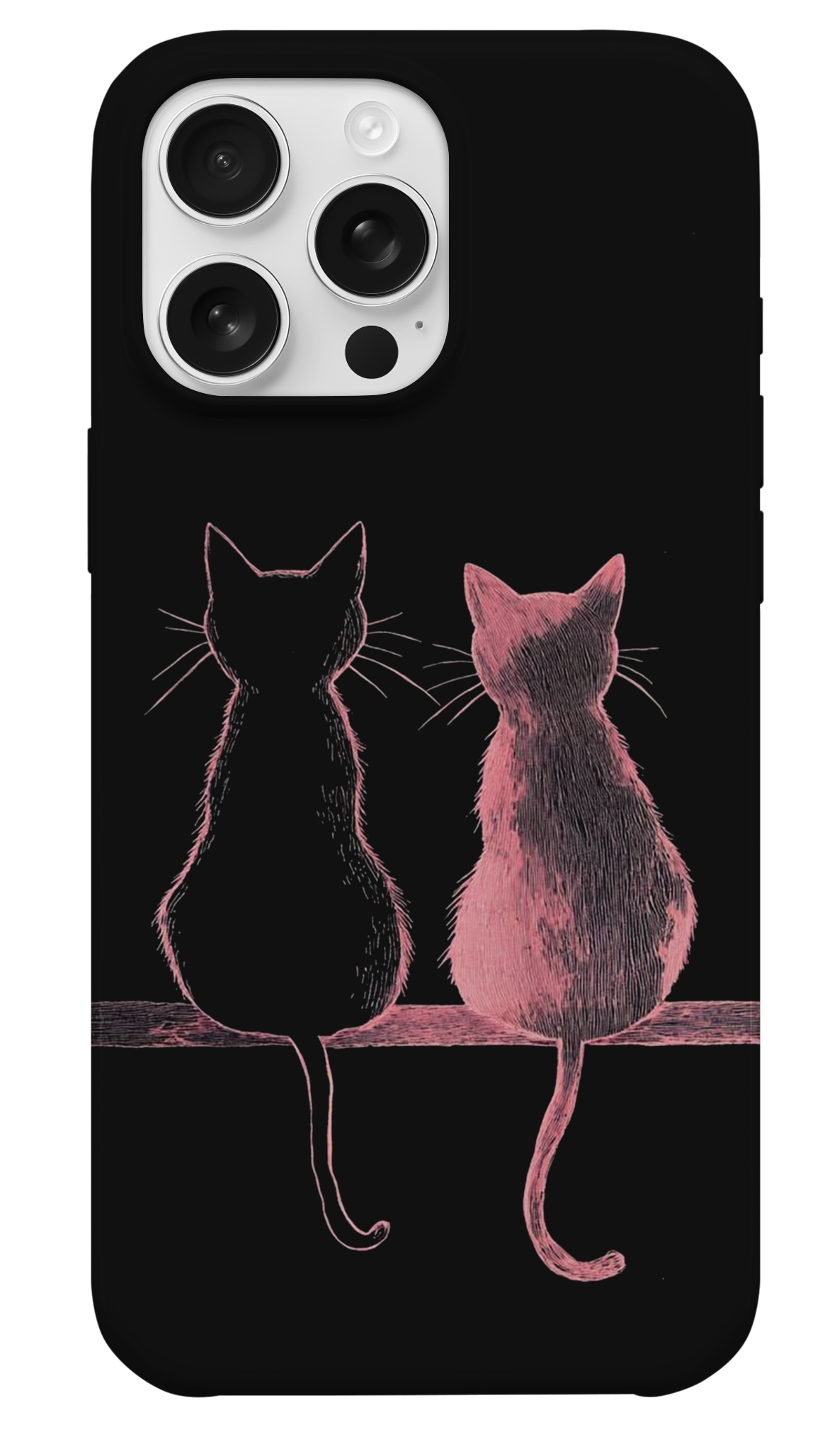 Siyah ve Pembe Kedi Telefon Kılıfı