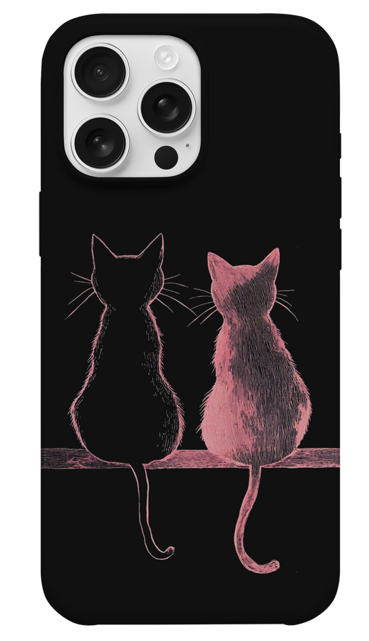 Siyah ve Pembe Kedi Telefon Kılıfı