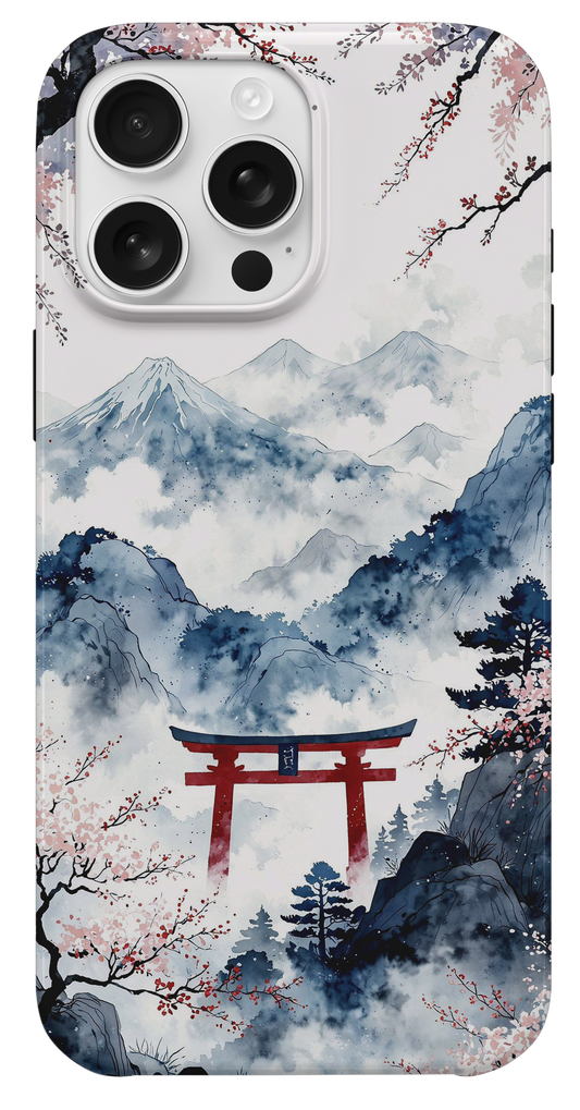 Japon Manzara Fuji Dağı ve Torii Kapısı Telefon Kılıfı