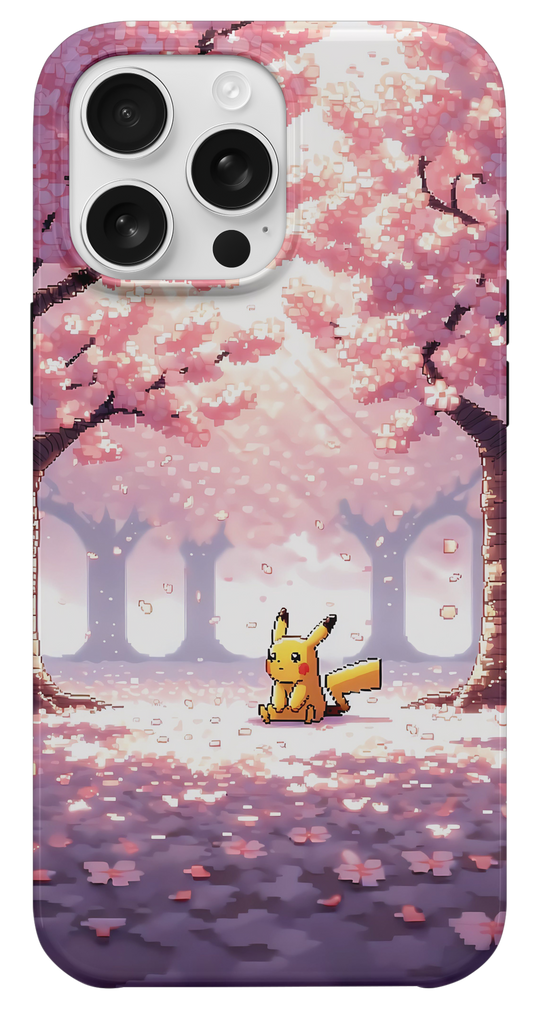 Kiraz Çiçekleri Altında Pikachu Telefon Kılıfı