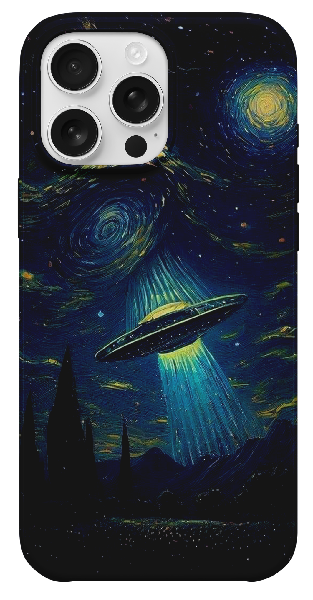 Yıldızlı Gece UFO Sahneli Telefon Kılıfı