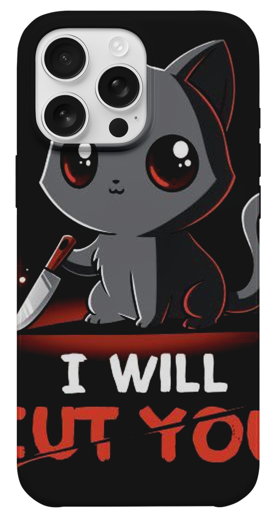 Kara Kedi I Will Cut You Telefon Kılıfı