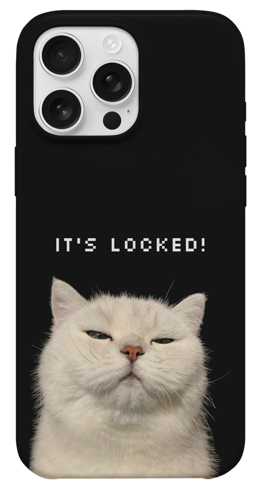 Kilitli Beyaz Kedi Telefon Kılıfı