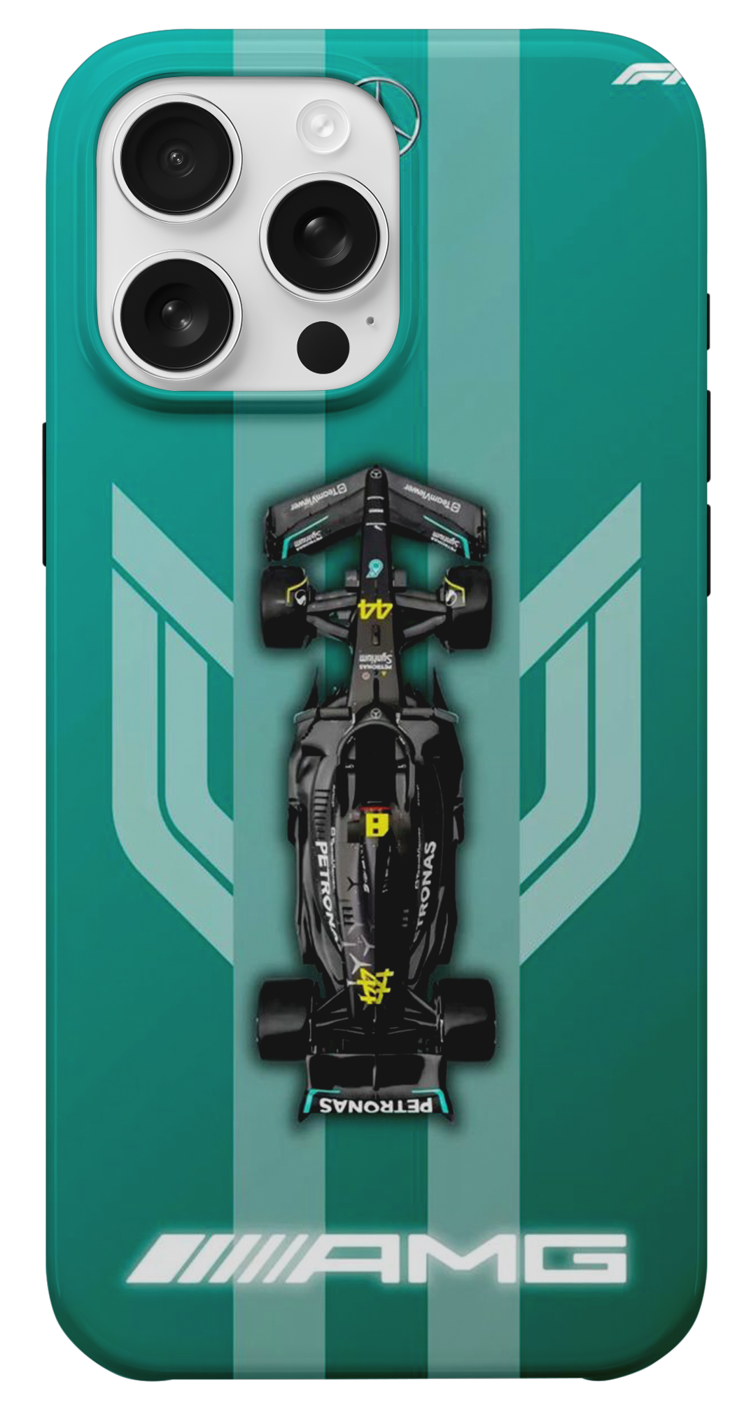 F1 Yarış Arabası Tasarımlı Turkuaz Telefon Kılıfı
