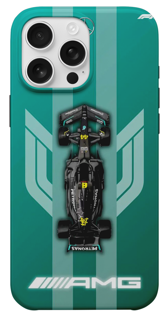 F1 Yarış Arabası Tasarımlı Turkuaz Telefon Kılıfı